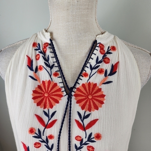 THML Roonie Embroidered Sleeveless Lined Tassel Tie Mini Swing Dress Size Mefium - Picture 8 of 8